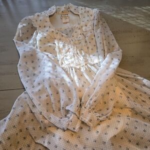 White/Floral Vintage70's GunneSax LongSleeve Maxi Dress By Jessica San Francisco